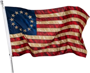 Tea Stained American Flag 3X5 Outdoor- Betsy Ross Flag Primitive Vintage US USA - Picture 1 of 8