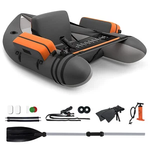 Portable Inflatable Fishing Boat w/Pump, Storage Pockets, Fish Ruler, Rod Holder - Picture 1 of 10