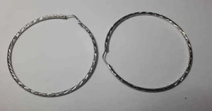 Pendientes De Aro Diámetro 5.5 Cm Plata 925 EARRINGS Plata Con Diamante - Imagen 1 de 1