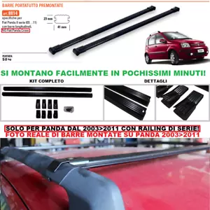 BARRE PORTATUTTO Premontate Specifiche FIAT PANDA II 2003>2011 Nero Acciaio 8814 - Foto 1 di 5