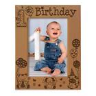- My First (1st) Birthday Picture Frame - Engraved Natural Wood Photo Frame -...