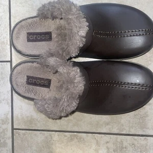 Crocs Womens Cobbler Clog Mules with Faux Fur Lining Brown/Walnut Size 8 - Picture 1 of 3