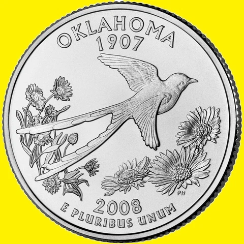 2008 D Oklahoma State Quarter Statehood Denver ~ Uncirculated 2nd Cover
