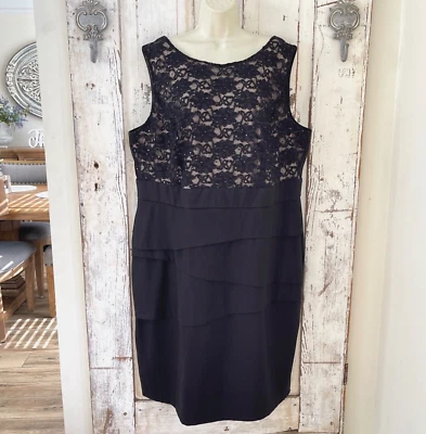 Vestido formal Connected talla 20 W mujer negro encaje lentejuelas funda cóctel fiesta Foto 1 de 4