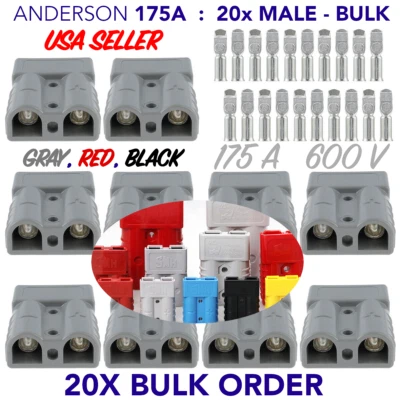 20pcs 175A 600V Fire-Protection Battery Connector for Anderson Forklift EU AU - Image 1 of 4