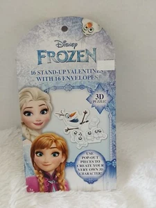 Disney Frozen 16 3-D Puzzle Stand-Up Valentine's W/16 Envelopes BNIB! - Picture 1 of 4