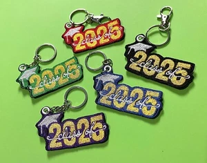 HANDMADE Class of 2025 Embroidered Keychain University College Graduation Gift - Picture 1 of 2