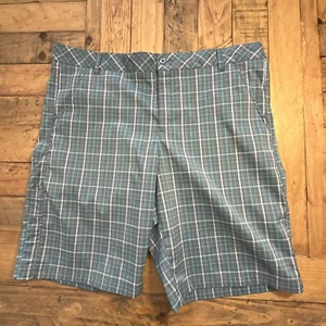 Fila Sport Golf Shorts Mens 40W Blue Gray Plaid Stretch Bermuda - Picture 1 of 8