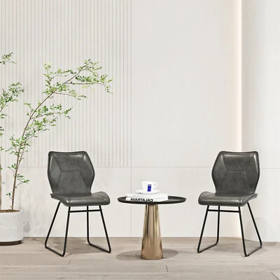 Juego de 2 Taburetes de Bar de Cuero Modernos Cocina Altura Mostrador Sillas de Comedor Gris EE. UU. Foto 1 de 4