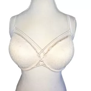 Victoria Secret PINK 36DD Date White Lace Underwire Padded Pushup Bra Strappy - Picture 1 of 10