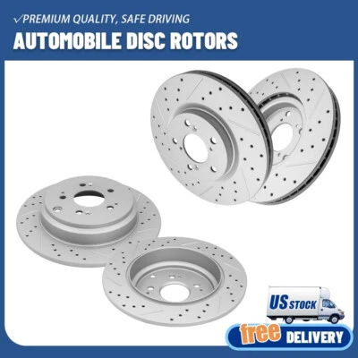 For Honda Odyssey 2011 2012 2013 2014 4pcs Front Rear Drilled Disc Brake Rotors - Image 1 of 4