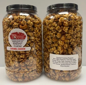 World's Best Gourmet CARAMEL CASHEW Corn Popcorn - 1 Gallon Container - Picture 1 of 38