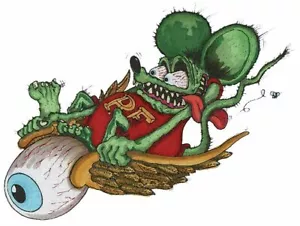 FLYING RAT FINK EYEBALL BIKER HOT ROD MOTORCYCLES TOOLS GUNS STICKER - Picture 1 of 1