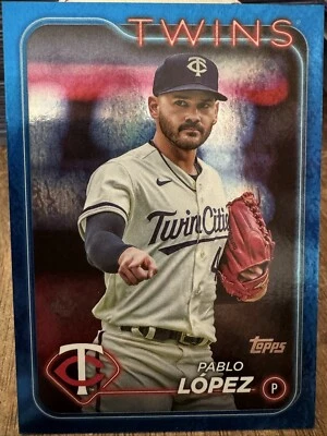 2024 Topps Series 2 Pablo Lopez 126/999 Blue Holo Foil Board Twins #651.  - Image 1 of 4