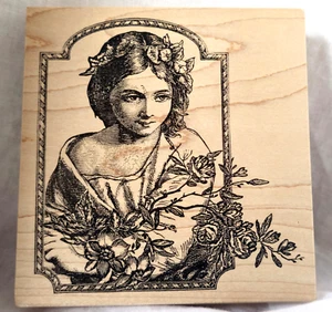 SELLO DE GOMA MAGENTA Canadá Diosa Niña Flores 4.75” x 5” Nuevo - OTROS - Imagen 1 de 6