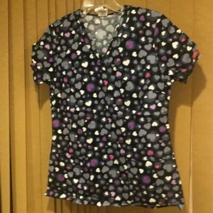NWT Dickies Scrubs Top Love You A Dot Small S - Picture 1 of 8