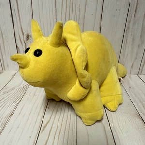 Vintage Manhattan Toy Dinosaur Plush Triceratops Yellow Velour 12 Inch 1984 - Picture 1 of 12