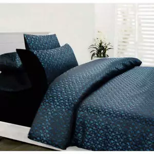 Accessorize Bouquet Blue Jacquard Quilt Cover Set Double - Picture 1 of 1