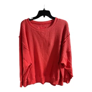 NUEVO CON ETIQUETAS American Eagle Mujer’s Gran Abrazo Waffle Cuello Redondo Sudadera Roja XS - Imagen 1 de 8