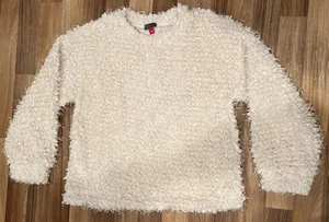 Vince Camuto Ivory Fuzzy Shaggy Long Sleeve Boho Festival Sweater L - Picture 1 of 8