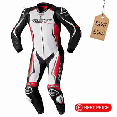 RST V4.1 Evo Kangaroo Airbag Mens Motorcycle Motorbike Suit White Red Black - Image 1 of 4