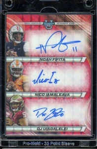 2024 Bowman U Best Noah Fifita Nico Iamaleava Dj Uiagalelei Triple Auto red /10 - Picture 1 of 2