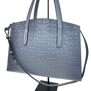 [Near Mint] Coach 51728 Blue Ombré Leather Signature C Embossed Tote Carryall - Picture 1 of 12