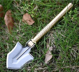Outdoor Brass Portable Mini Multi EDC Shovel Engineer Digging Gardening Shovel @ - Bild 1 von 12
