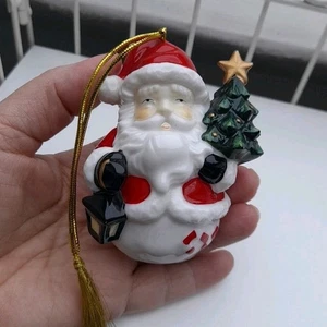 Belleek Living Christmas Tree Hanging Ornament Santa with tree and lantern - Picture 1 of 9