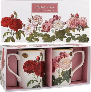 2x The Leonardo Collection Redoute Rose Mugs Ceramic Fine China Tea Coffee Cup - Picture 1 of 3