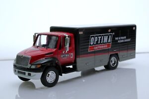 Optima Battery Delivery Box Truck International Durastar 1:64 Diecast Model Red