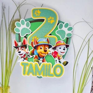 Personalisiert CakeTopper Kuchendeko Paw Patrol Chase Geburtstag Tortenfigur - Bild 1 von 10