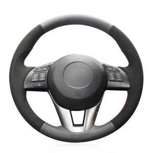 Cubierta de volante suave antideslizante negra de cuero genuino para Mazda 2 CX-3 - Imagen 1 de 15