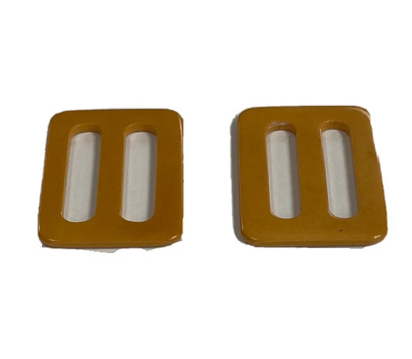 Lot 2 Yellow Butterscotch Rectangular Bakelite Scarf Pulls Slides Accessories - Image 1 of 4