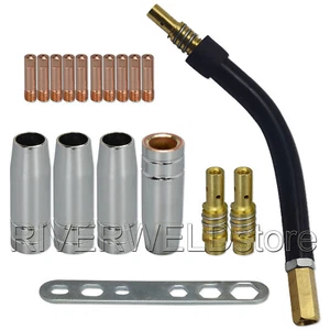 MB15 15AK Mig Contact Tip 0.9mm M6 Tip Holder Difuser Shield Cup Torch Neck 18pk - Picture 1 of 9