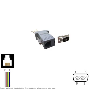 Adapter Modular Lose Pin RJ 12 RJ12 6P6C Buchse D-Sub DB 9 DB9 Stecker R2 - Bild 1 von 3