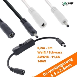 DC Verlängerung Buchse Stecker 5,5 x 2,5mm Weiß Schwarz 0,2m - 5m  140 W 11,6A - Bild 1 von 14