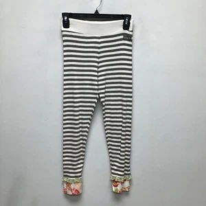 Matilda Jane Serendipity Green Ivory Stripe Stretch Ruffle Ankle Leggings 12 - Picture 1 of 5