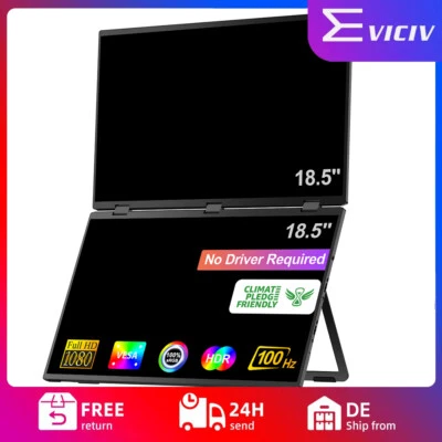 EVICIV UStation Max, 18,5" zusammenklappbarer Dual 1080P 100Hz Portable Monitor - Bild 1 von 4