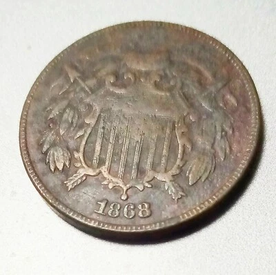 2 Cent Piece 1868 Copper Coin Reconstruction Period - Image 1 of 2