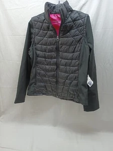 WOMENS CALVIN KLEIN BLack 4-WAY STRETCH PUFFER JACKET Sz Small ZIP-OFF SLEEVES - Picture 1 of 9