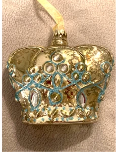 CORONA METALIZADA ORO Y AZUL IMITACIÓN DIAMANTES DE IMITACIÓN ADORNO 4.5X3 - Imagen 1 de 9