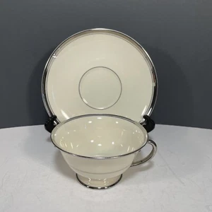 Franciscan HUNTINGTON Cup & Saucer Platinum Trim Gladding McBean Mark - Picture 1 of 6