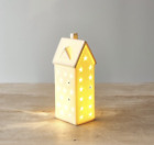 Tall Light Up House, Star Cut Out Ceramic House Lantern, Village Scene Christmas