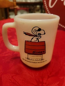 Anchor Hocking Vintage Fire King Snoopy Curse You Red Baron 1965 Mug USA RARE - Picture 1 of 12