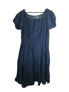 Roamans Denim long Dress 100% cotton Size30W smocked waist elastic neck & sleeve - Picture 1 of 6