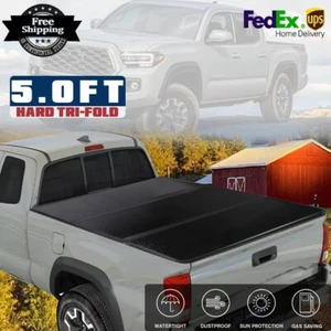 New 5FT Truck Bed Top Hard Tri-Fold Tonneau Cover For 2016-2024 Toyota Tacoma - Picture 1 of 15