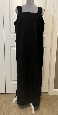 Maxi Vestido De Colección Dana Kay Negro Sin Mangas Mezcla de Lino Talla 16W Modesto Casa de Campo Y2K Foto 1 de 4