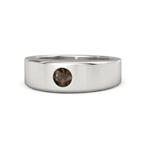 Natural Smoky Quartz Gemstone Ring Band With 925 Sterling Silver For Men's - Picture 1 of 3