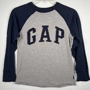 GAP boys size 8 YM Medium Raglan Long Sleeves Blue Gray Appliqué Logo - Picture 1 of 6
